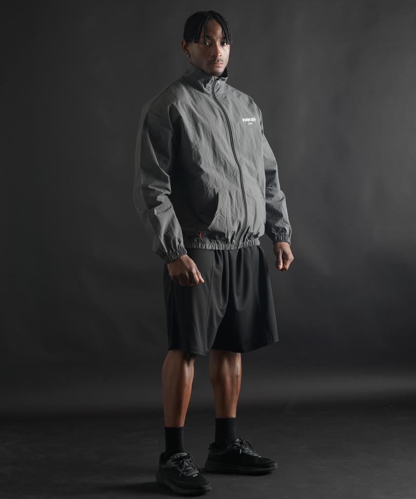 Phermenon Loose Fit Nylon Windbreaker Zip-Up [Charcoal]