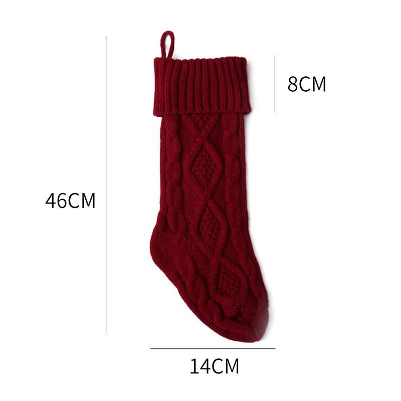 Fashion Cable Knit Christmas Stockings Solid Color Classic Hanging Gift Candy Stocking for Fireplace Xmas Tree