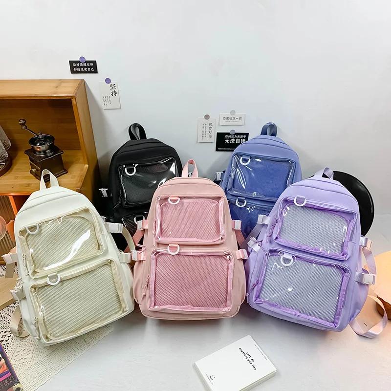 Frauen Neue Transparent Rucksack Frauen Große Kapazität Rucksack Schule Taschen Für College Student JK