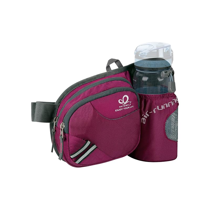 

WATERFLY Waist Bag with Water Bottle Pouch for Outdoor Activities, Unisex, Lightweight and Breathable for Running, Walking, Jogging, Hiking, and