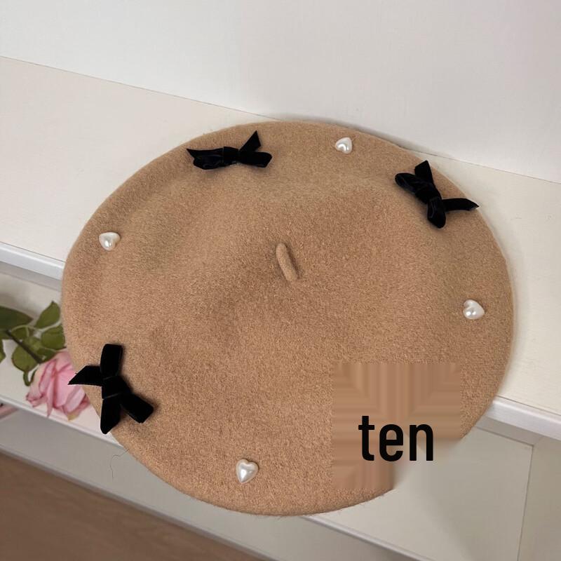 Children s Painter Beret with Bow and Pearl Heart S