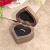Jewelry Box Heart-Shaped Walnut Wood Ring Storage Box with Velvet Padding Smooth Polished Surface Weddings Proposals Ring Case