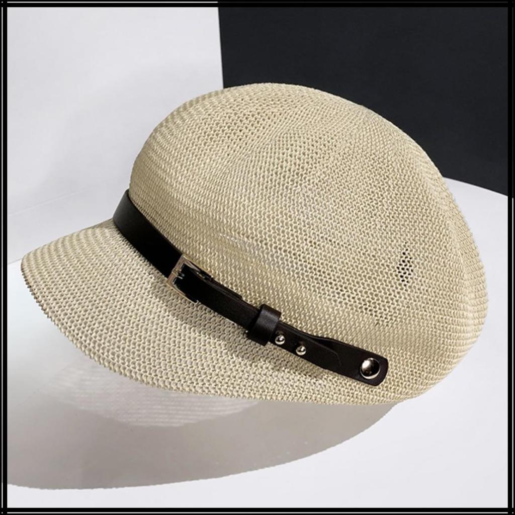 Straw Octagonal CZA122 [White Fang] Cap, Shape, Breathable, Summer, Stylish, Casual, Men's & Women's (Khaki)