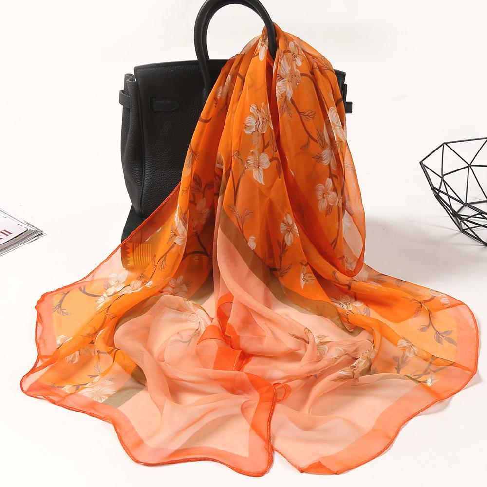 Spring and Autumn Women's Pastoral Scarf Thin Qiao Qi Silk Scarf Versatile Lady Water Two-color Silk Scarf