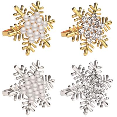 Pack of 6 Napkin Rings Christmas Snowflake Napkins Holder Metallic Napkin Buckle Sophisticated Plating Accessories