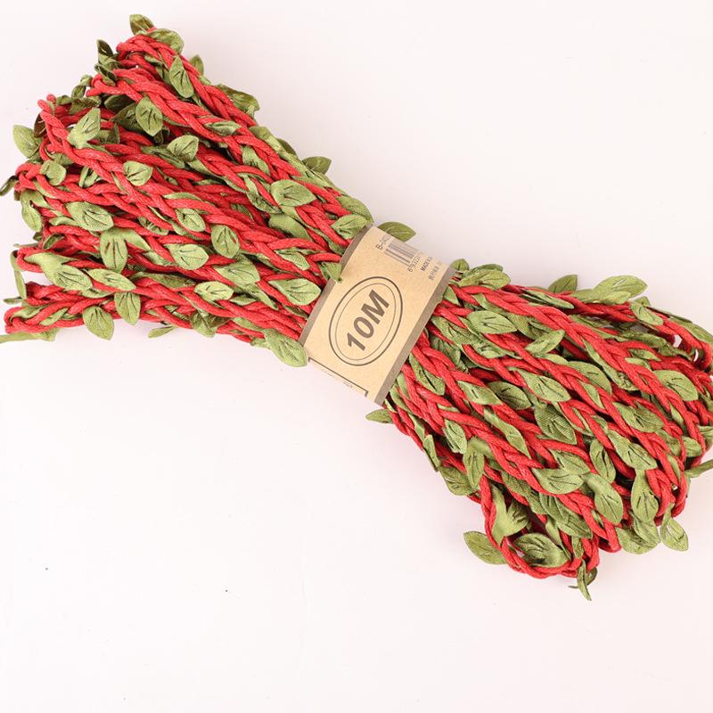 

10m Colored Waxed Cord with Mori Style Vine Leaves - 6 Color Options