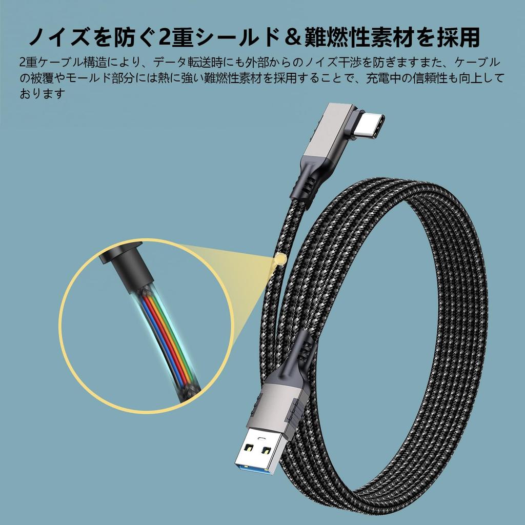 POTRRCIUSUER 5m Right Angle To USB Gen 10Gbps Data 60W PD Fast Charging for and Game Gundam Color USB-C Cable, USB-A Type-C, 3.1 2, High-Speed