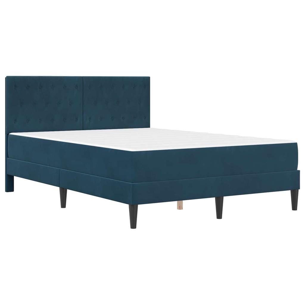 Bed Frame with Mattress and Headboard Blue 120 x 200 cm Velvet