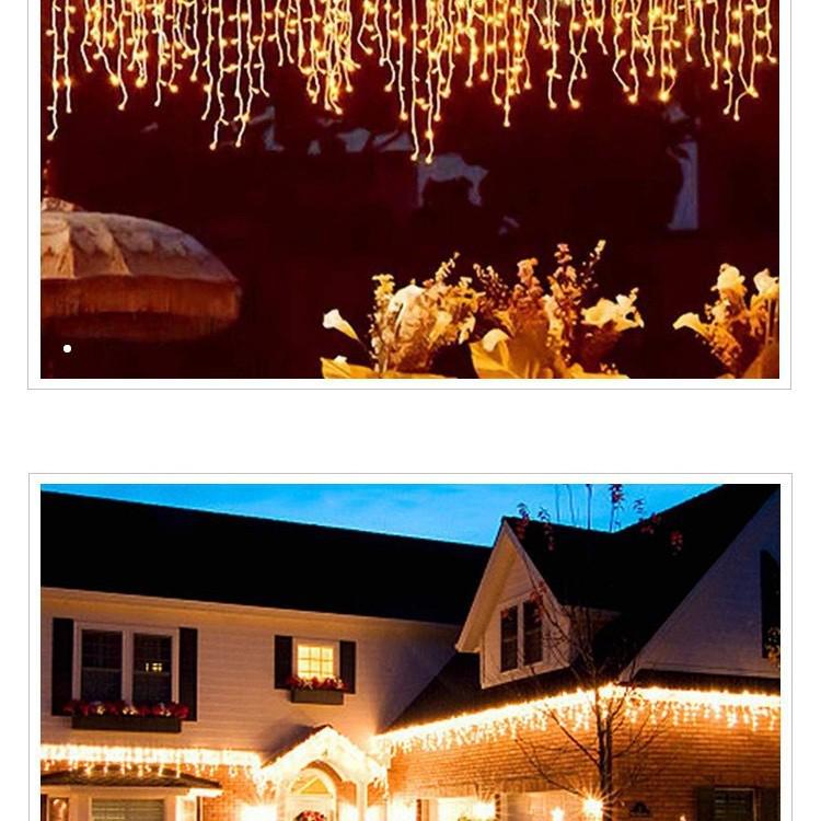 Solar LED Snowflake Icicle String Lights for Outdoor Christmas Decorations