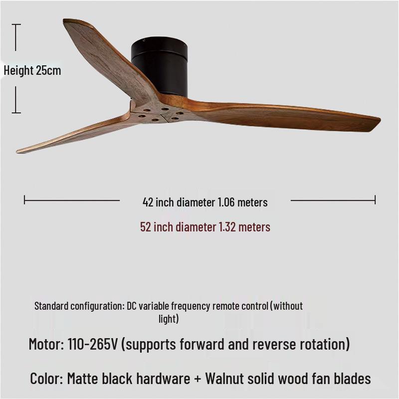 

Потолочный вентилятор из массива дерева в стиле ретро, с плоским креплением без подсветки для гостиной, спальни или ресторана 36 inches