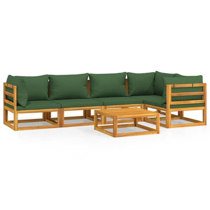 VidaXL Salon de Jardin avec Coussins 6 pcs, Canapés avec Dossier, Ensemble de Meubles avec Table Basse Patio Terrasse, 3155332
