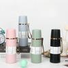 350/500ml 304 Stainless Steel Insulated Water Bottle with Leather Strap, Portable Vacuum Thermos for Daily Office Use