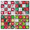 46Pcs Christmas Tree Ornaments Set Red Green White Snowflake Candy Cane Painted Baubles Holiday Home Decor
