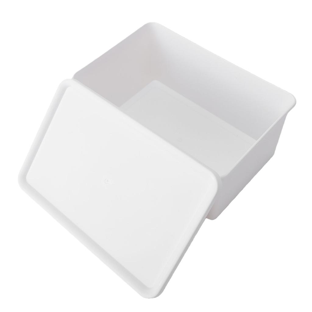 Laundry Powder Container Small Storage Bin Multipurpose Box for Home Laundry Room Organization Filp Lid White Short