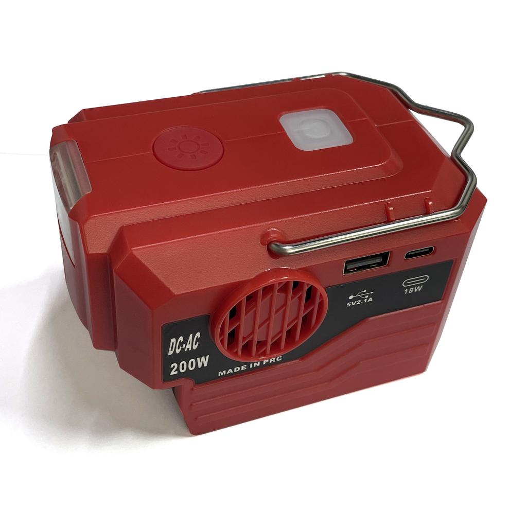 200W Power Inverter For Makita/Dewalt/Milwaukee/Bosch 18V To AC 120/220V Battery Inverter with USB And Type-C ,LED Light
