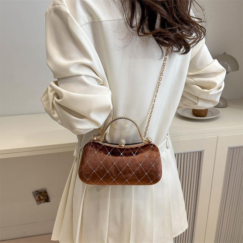New Trend Women's Handbag Textured Velvet Simple Small Square Bag Chain Shoulder Crossbody Bag