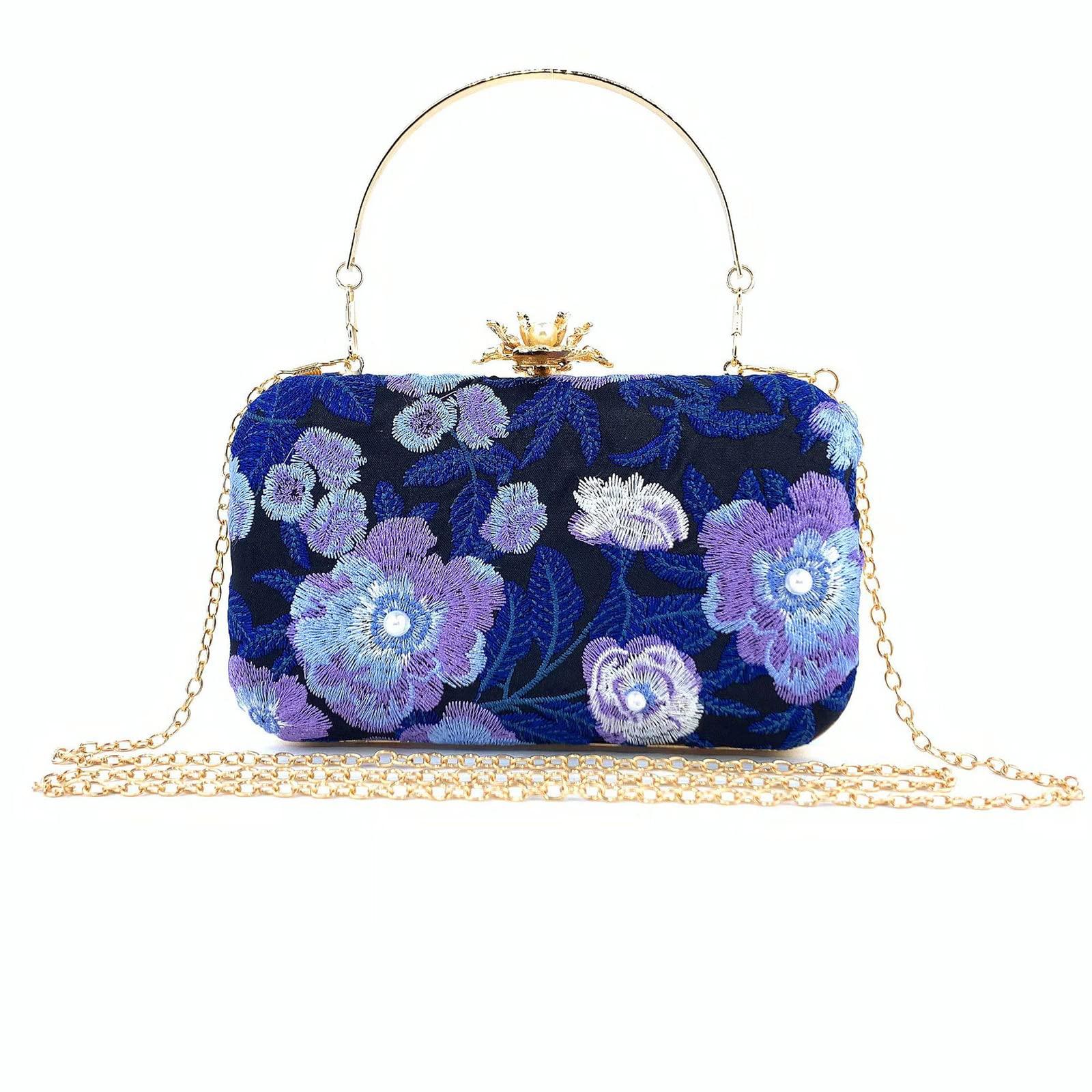 

[notunu] Party Bag, Traditional Chinese Style, 2-Way, Embroidered, Retro Clutch Bag, Shoulder Bag, Hanfu, Cheongsam, Wedding, Banquet, Date, Outing,