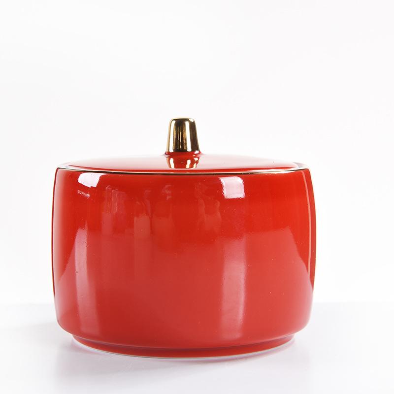 

Керамическая банка для чая в китайском стиле с крышкой, изящная банка для конфет, настольная шкатулка для украшений и косметики, герметичная банка для продуктов, кухонный контейнер для хранения