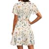 Damen Mini-Kleid mit kurzen Ärmeln, V-Ausschnitt und Blumenprint aus weichem Stoff mit lockerer Passform für den täglichen Gebrauch und Freizeit