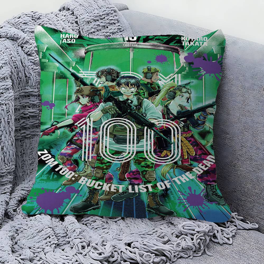 Anime Zom 100 Bucket List of the Dead Cushion Cover Inches Farmhouse Decor Home Throw Pillow Covers for Couch Decorations