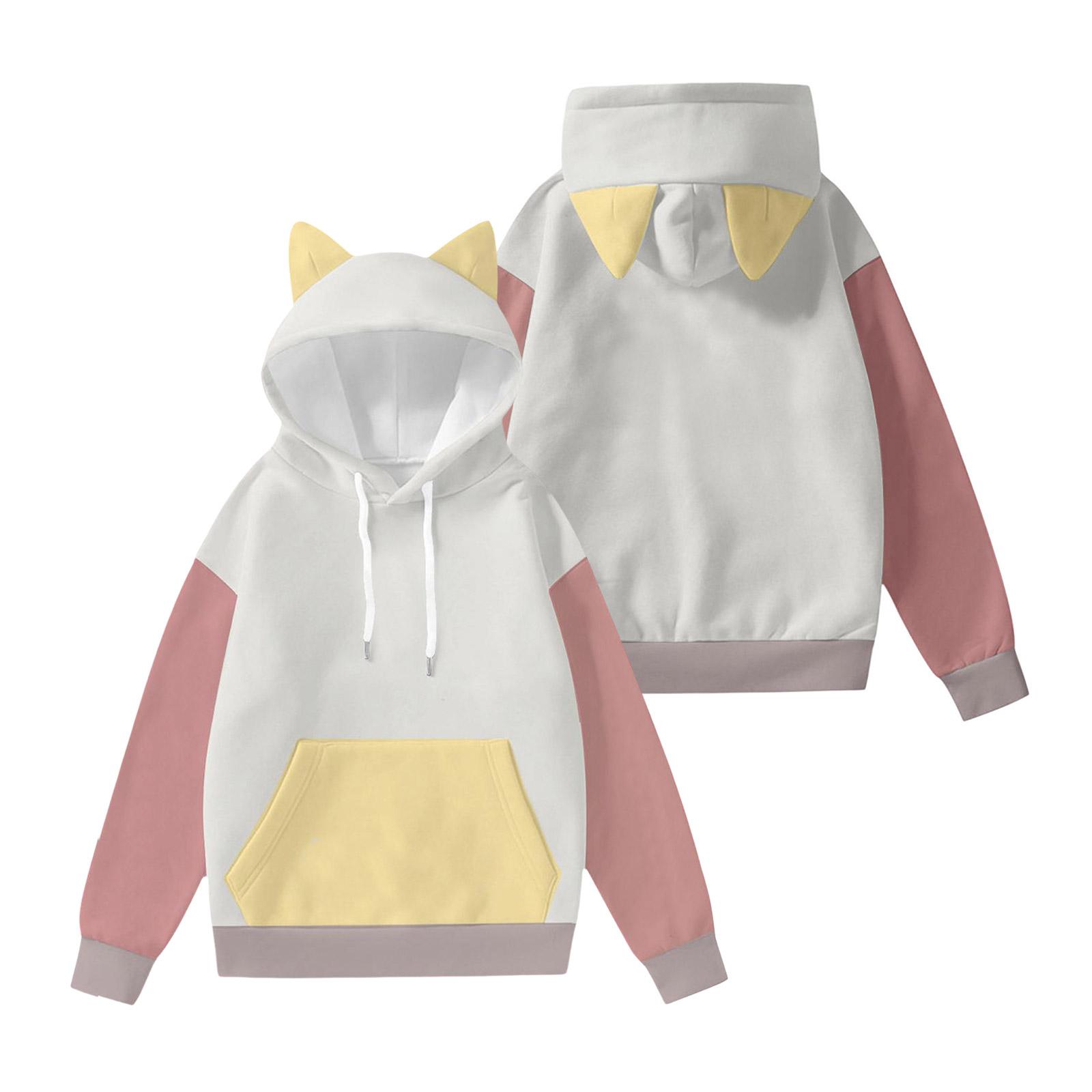 

Children s Fashionable Lightweight Long-Sleeved Pullover Sweatshirt With Color Block Print And Ears 100 білий