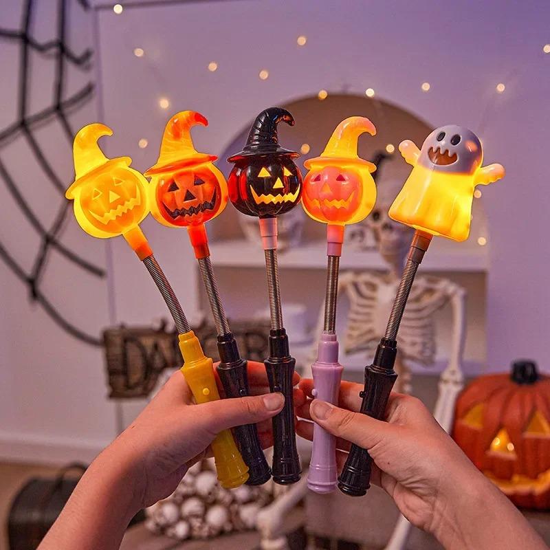 Halloween Glow Stick LED Flashing Light Pumpkin Skeleton Head Decor Party Supplies for Halloween Decoration Festival Gift