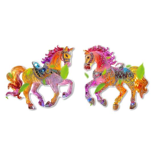 1/2/3/4/5/6/7/8/10/12/15/20/25 Pcs Horse Ornaments For Christmas Tree Metallic Rhinestones Horse