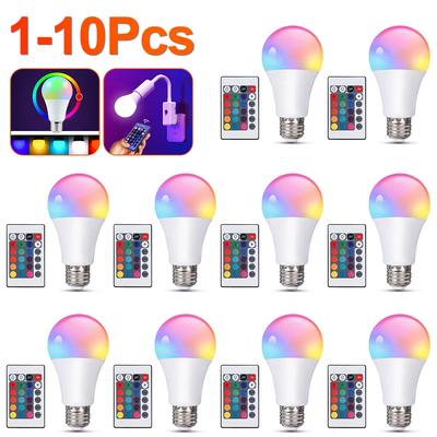 1/2/5/10 ADET RGB 220V LED Ampul Uzaktan Kumanda E27 Ampul Kısılabilir Akıllı Yaşam Odası Parti ışığı Noel ortam aydınlatması