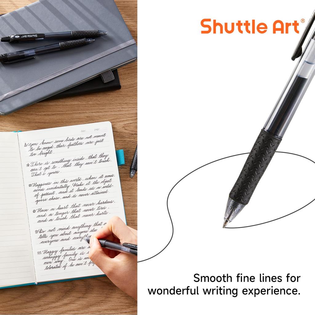 Shuttle Art Gel Ballpoint Gel Gel Knock 36 18 18 Quick with for Office Writing Instruments Pen, Pen, Ink, Type, Black, Pack, Pens, Refills, 0.7mm,