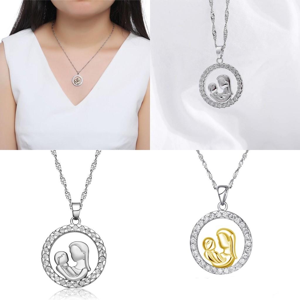 Exquisite Fashionable Copper Zirconia Round Pendant Necklace For Stylish Mothers On Special Occasions