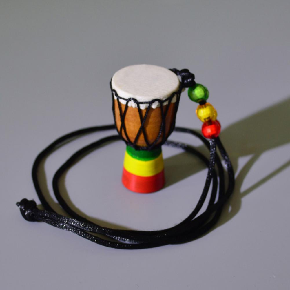 1116 Retro Rope Necklace Handmade Musical Instrument Pendent Classic Ornament Art Craft Mini African Drum Pendant Necklace