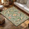 Cream White Floral Bird Rug, Bohemian Garden Pattern Non-Slip Carpet, Colorful Living Room Mat for Home Decor