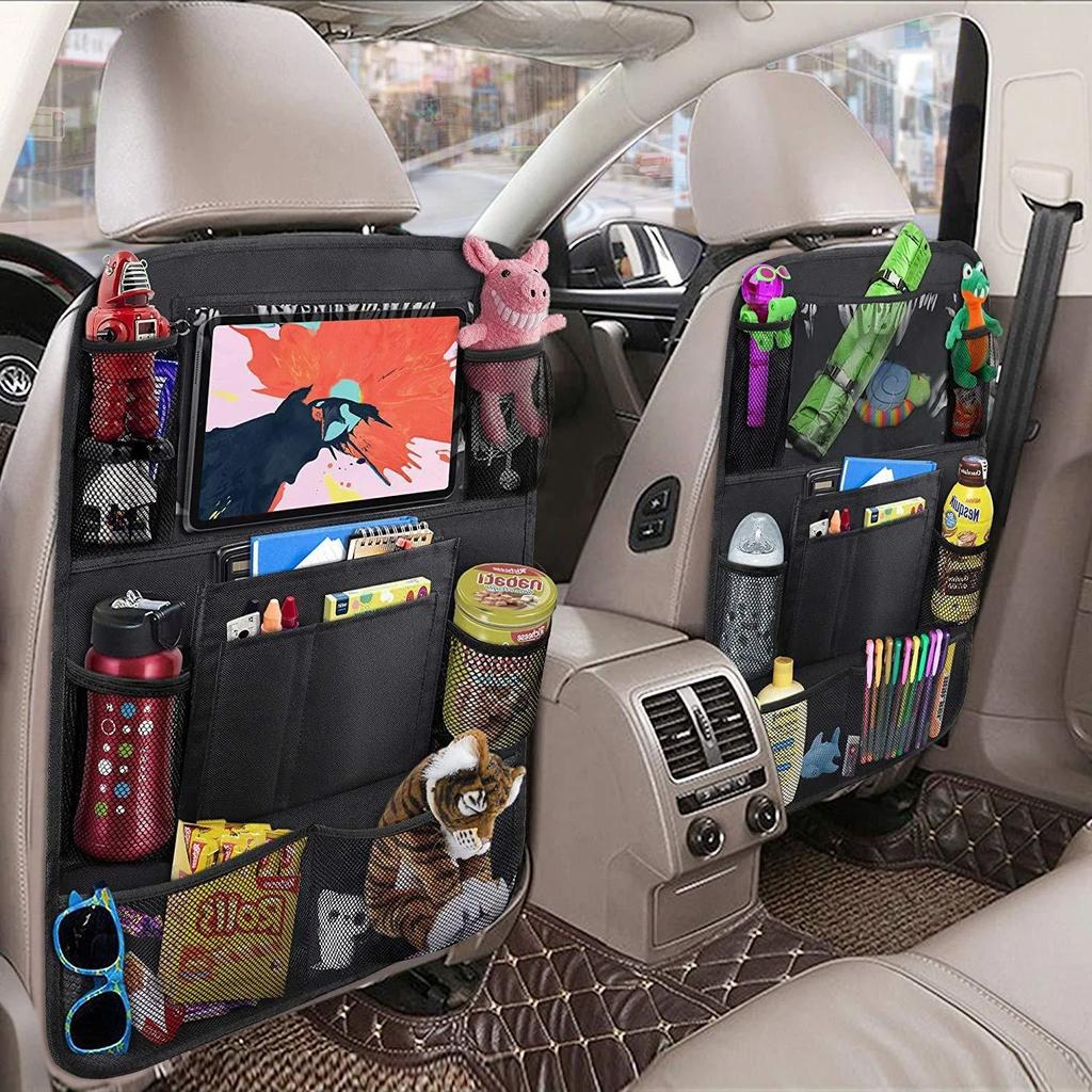 Car Backseat Organizer with Touch Screen Tablet Holder Auto Storage Pockets Cover Car Seat Back Protectors Car Accessories