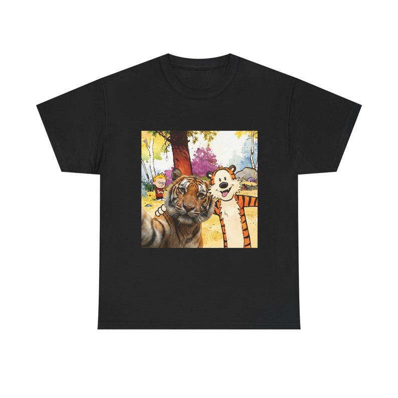 Hobbes with Selfie Tiger Tee | Calvin and Hobbes Comic Strip Shirt 140