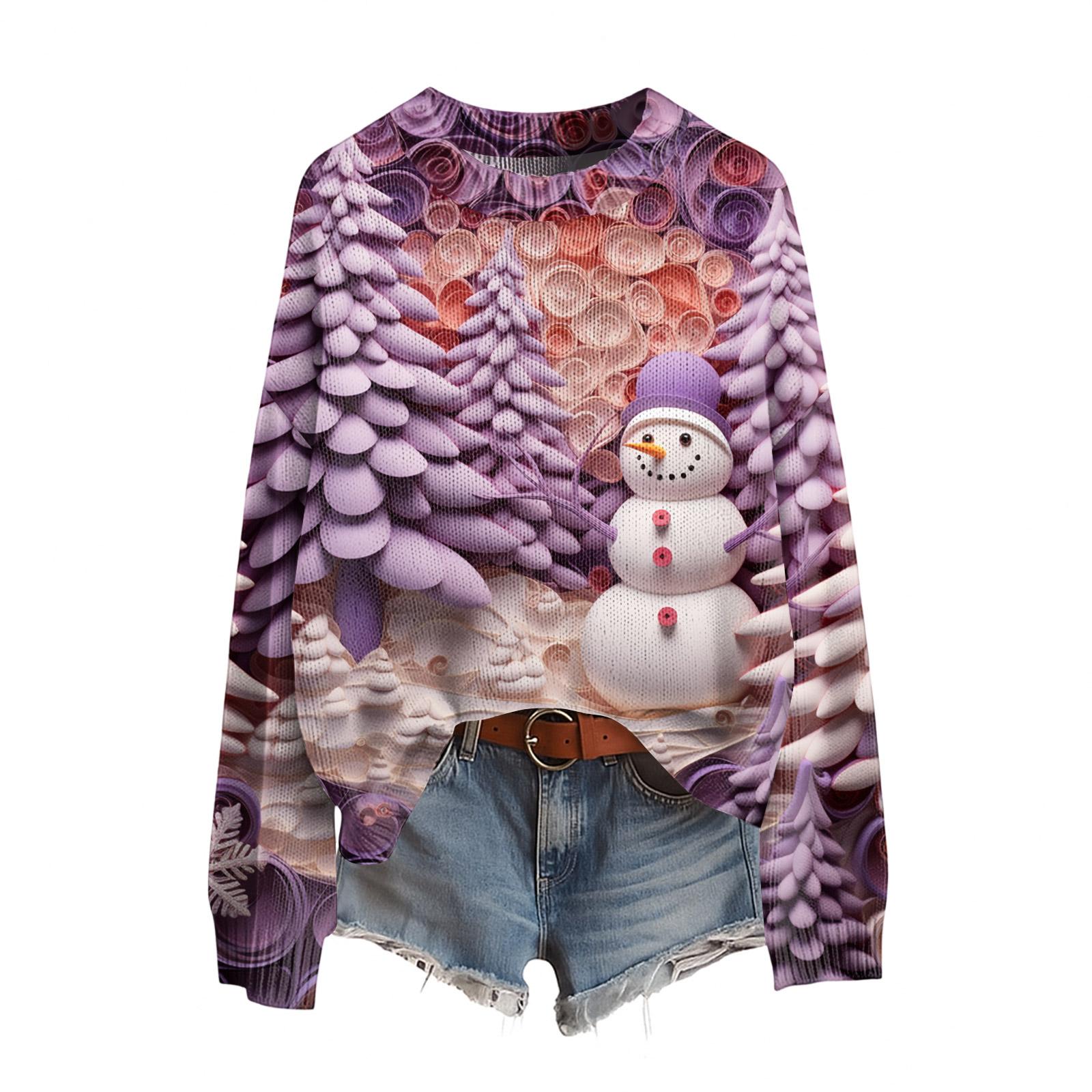 

Женский смешной женский рождественский свитер с круглым вырезом, рождественский джемпер, рождественский наряд, уродливый свитшот, рождественский костюм L