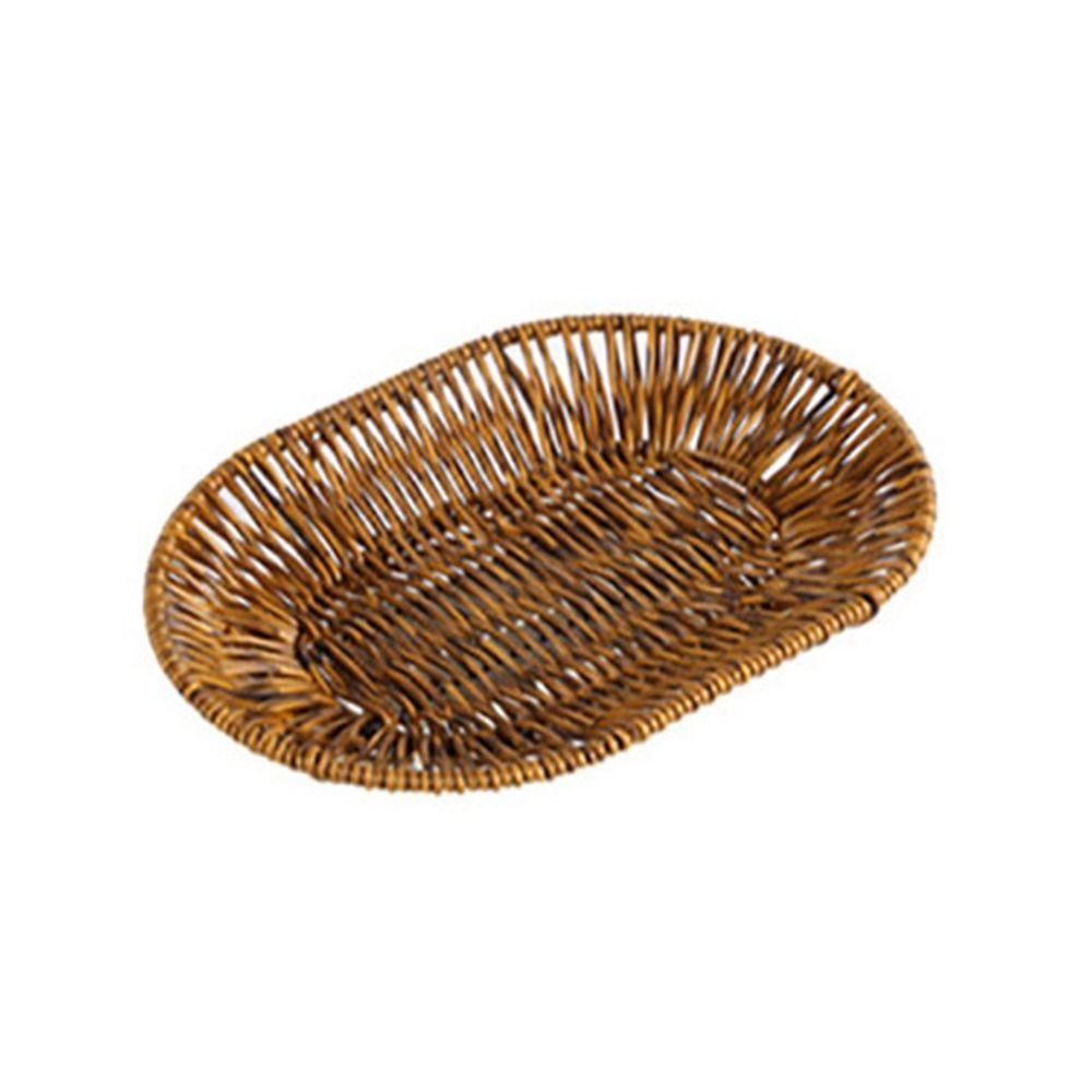 1Pcs Round Rectangular Shape Storage Tray Breakfast Bread Food Plastic Rattan Threads Basket