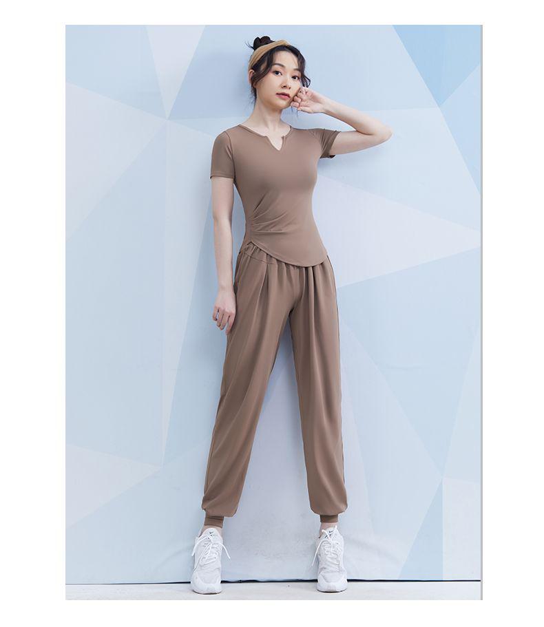 Women's Spring/Summer Yoga Suit Set - Short Sleeve Activewear for Outdoor Runs, Pilates, and Fitness Training