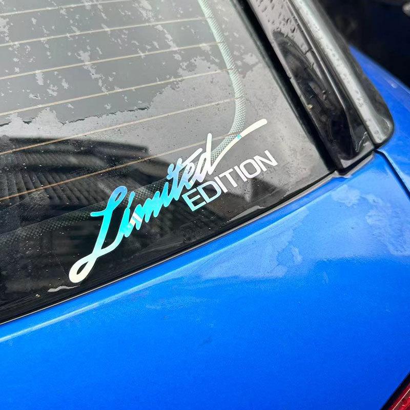 Car LIMITED EDITION Laser Reflective Sticker Electric Motorcycle English Letter Sticker Decorative Sticker