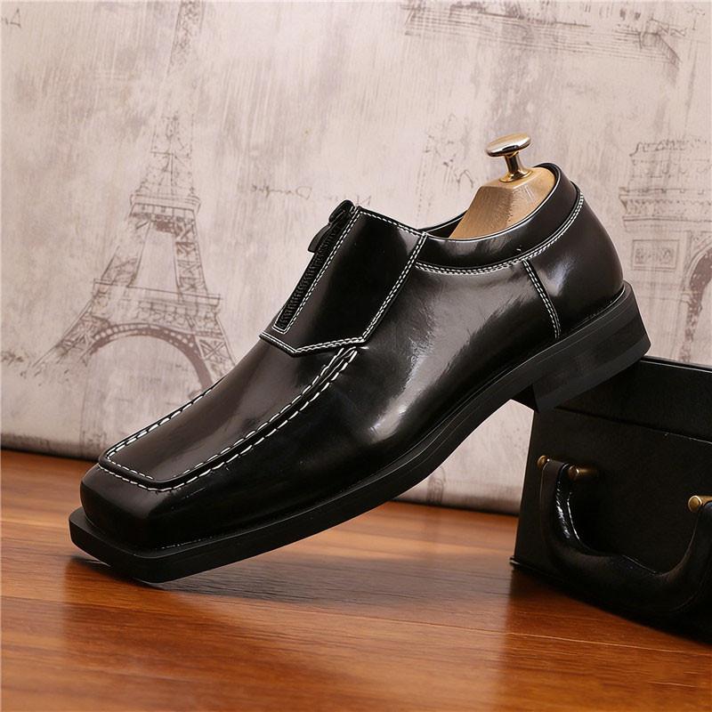 Fashoin Designer New Men Pointed Black Slip On Casual Leather Shoes Male Novelty Loafers Wedding Dress Formal Flats Footwear