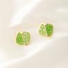 Silver Needle Stud Earrings Design Sense Light Luxury Earrings Olive Green Earrings Green Retro