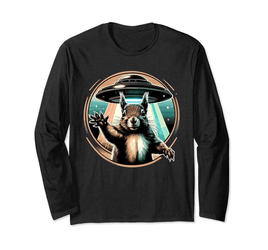 UFOs Shirt, Squirrel Selfie, Funny Squirrel Shirt, Squirel Long Sleeve T-Shirt