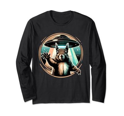 UFOs Shirt, Squirrel Selfie, Funny Squirrel Shirt, Squirel Long Sleeve T-Shirt