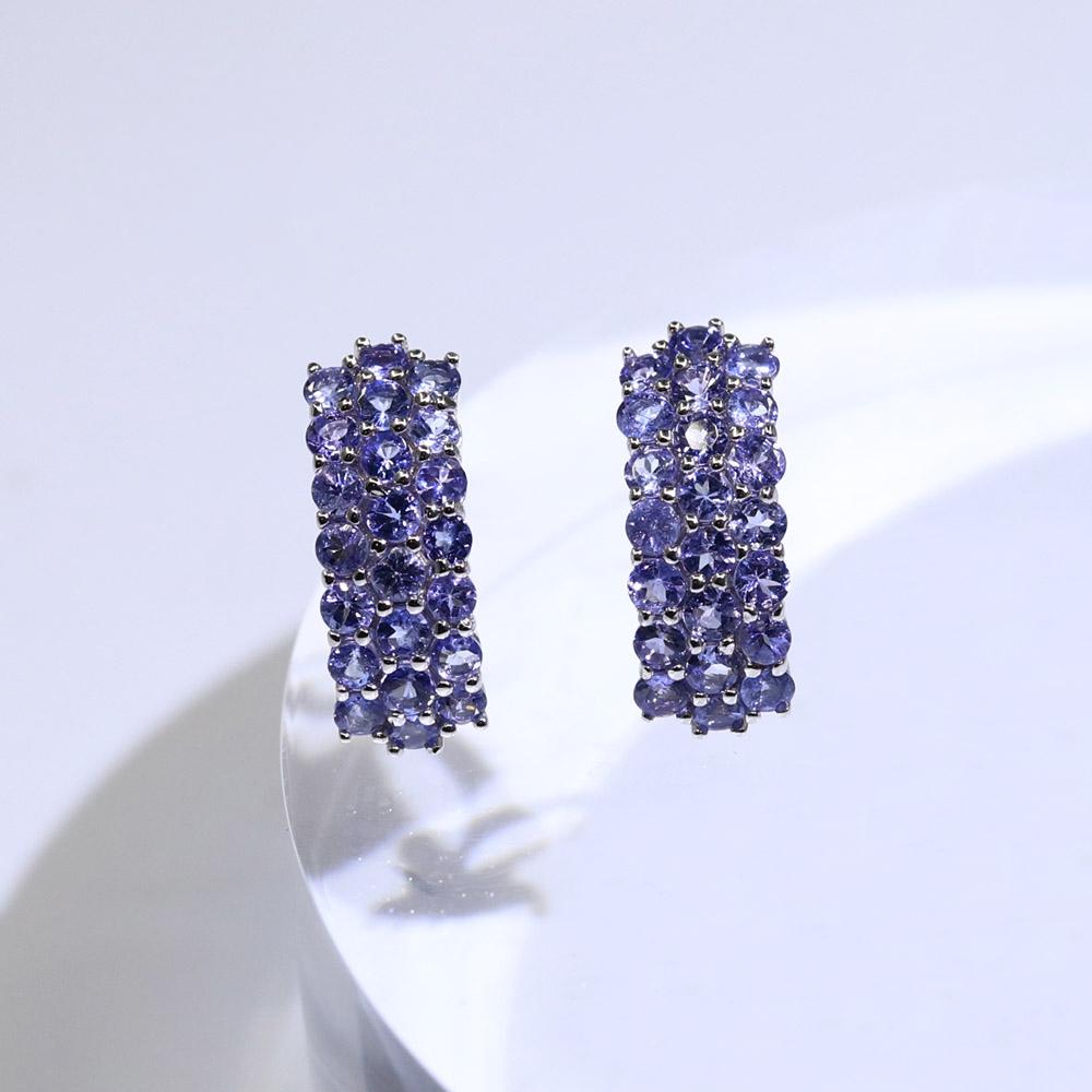 Classic design natural blue Tanzanite Clasp Earrings S925 silver atural gemstone jewelry fine jewelry precious gift for women