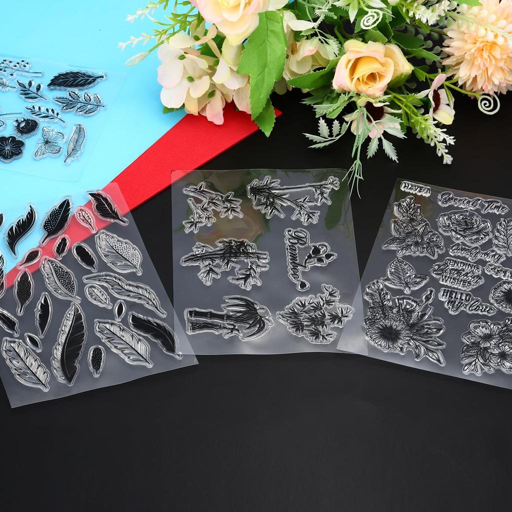 PATIKIL Clear Silicone Stamp 1 Set T1440 Seal and Back Plate Set Clear Stamp Card Making Decoration DIY Scrapbooking Embossing Album Decoration Craft