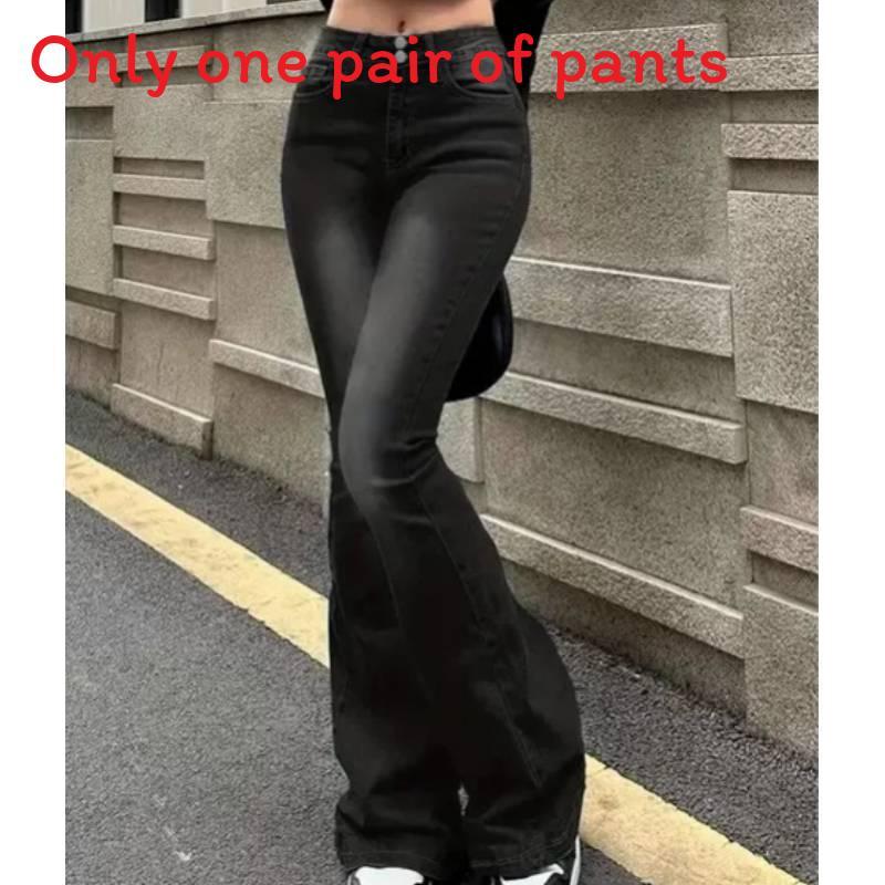 American Retro Wide Leg Denim Pants For Casual Streetwear With Pocket Design For Women