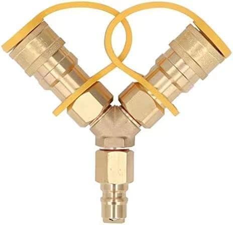 TMEEIHNSS 1/2 Inch Natural Gas Y Splitter, Durable Brass 2 Way Quick Connect Adapter for Natural Gas, for Weber Natural Gas Grills, Patio Heater