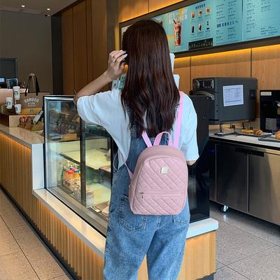 Bestickter Rhombus großer Damenrucksack neuer Reißverschluss große Kapazität vielseitig Polyester-Innenfuttertasche