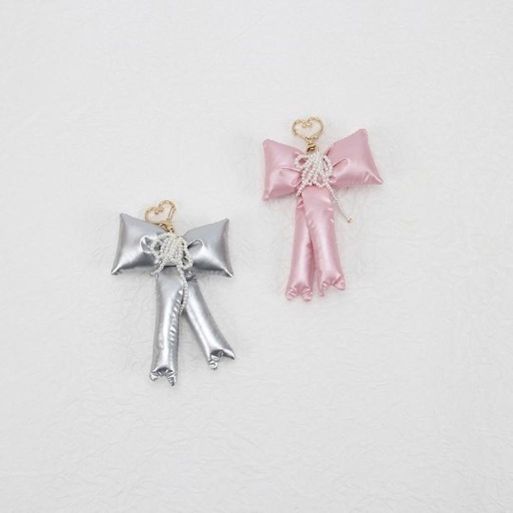 Pearls Bowknot Phone Charm Detachable Phone Lanyard Ornament Colorful Keychain Butterfly Bow Ornament for Bag Wallet