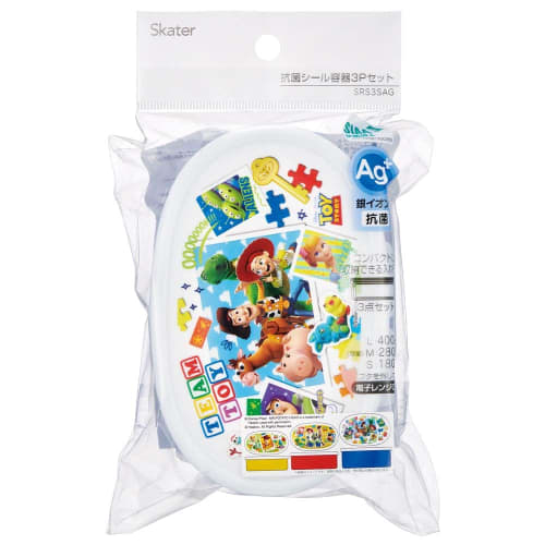 Skater Lunch Box Seal Container Storage Container Made In Japan (Large 400ml, Medium 280ml, Small 180ml) Set of 3 Ag+ Antibacterial Disney Toy Story 2