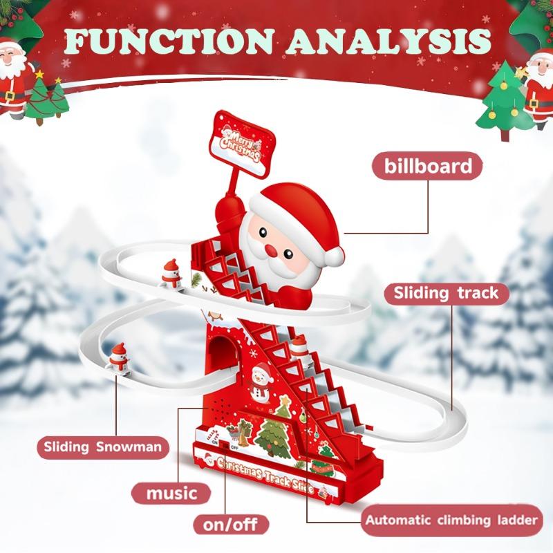 Kids Christma Toy Stair Climbing Track Car Santa Claus Toy Set Slide Track with Music Light Party Favors New Year Gifts